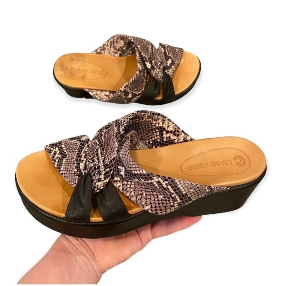 Corso Como 6.5 Wynnter Platform Slide Sandal Snakeskin Print Leather Wedge Shoes - Picture 15 of 15